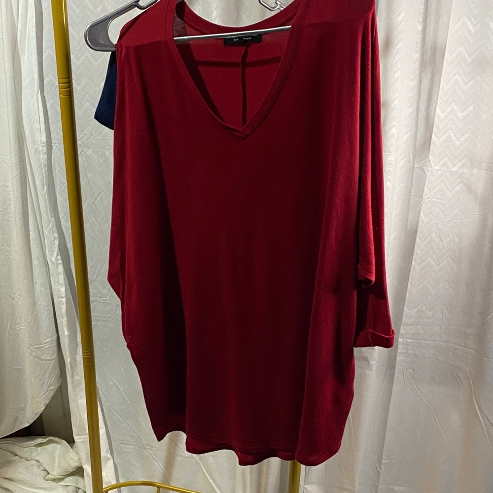 Celebrity Pink Deep Red Long Sleeve Top